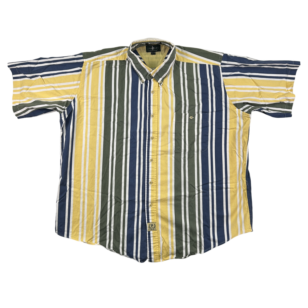 Vintage Hunt Club Shirt Mens XL Striped Button-Up Short Sleeve Retro 90s